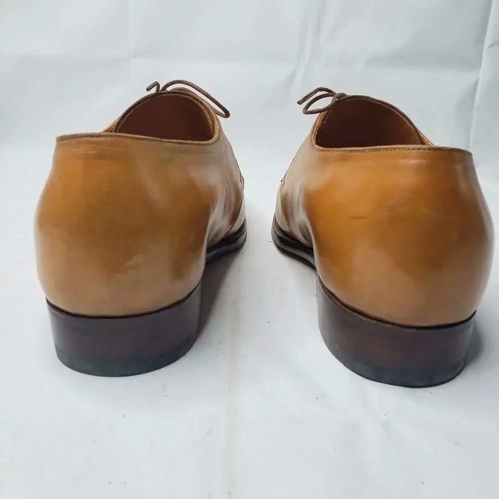 RARE SILVANO LATTANZI BROWN TAN SMOOTH LEATHER SINGLE LACE DRESS SHOES SIZE 6